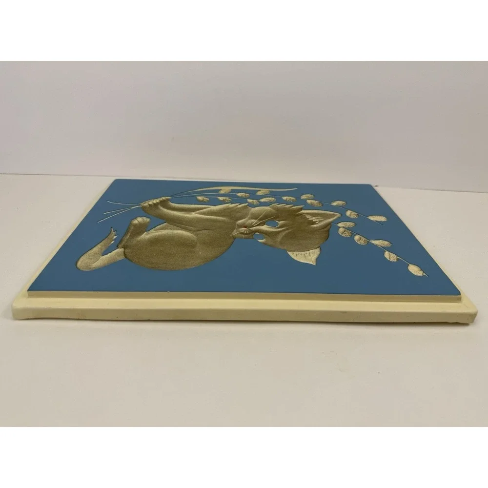 Richter 1961 Chalkware Kitten Plaque Nursery Household Collectible Vintage
